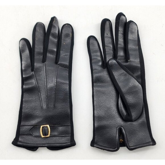 VTG Max Mayers Soft Faux Leather Black Ladies Women's Gloves OSFA - Picture 1 of 5